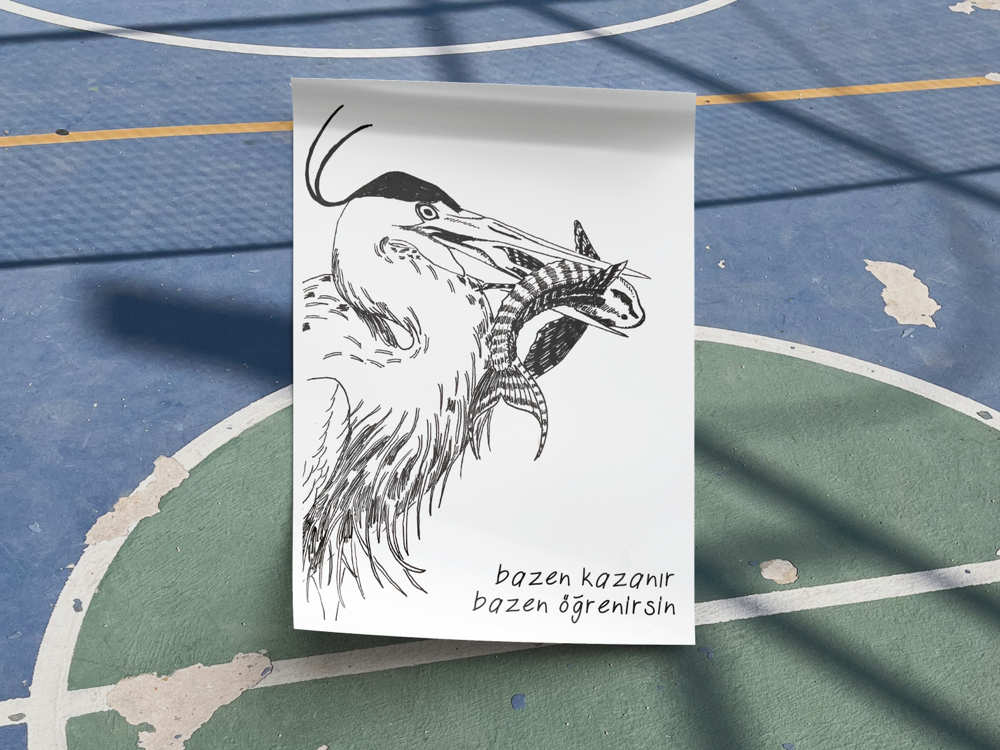 Mürekkep ve Düşler - Balıkçıl Kuşu 1 - A4 Poster / Art Print