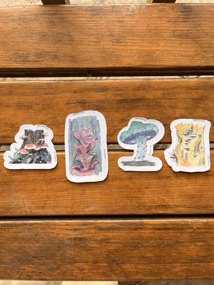 Watercolor Mushroom Sticker Pack - 4’lü Sticker Seti