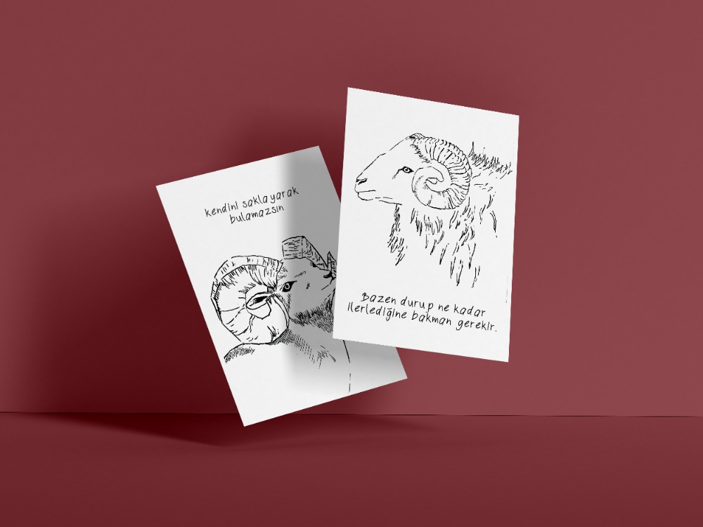 2'li Kartpostal Seti "Koç" – "Mürekkep" Serisi