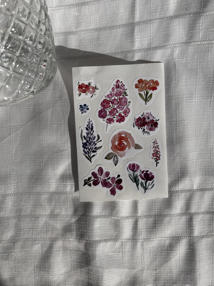 Watercolor Floral Sticker Pack 1 - 10’lu Sticker Seti