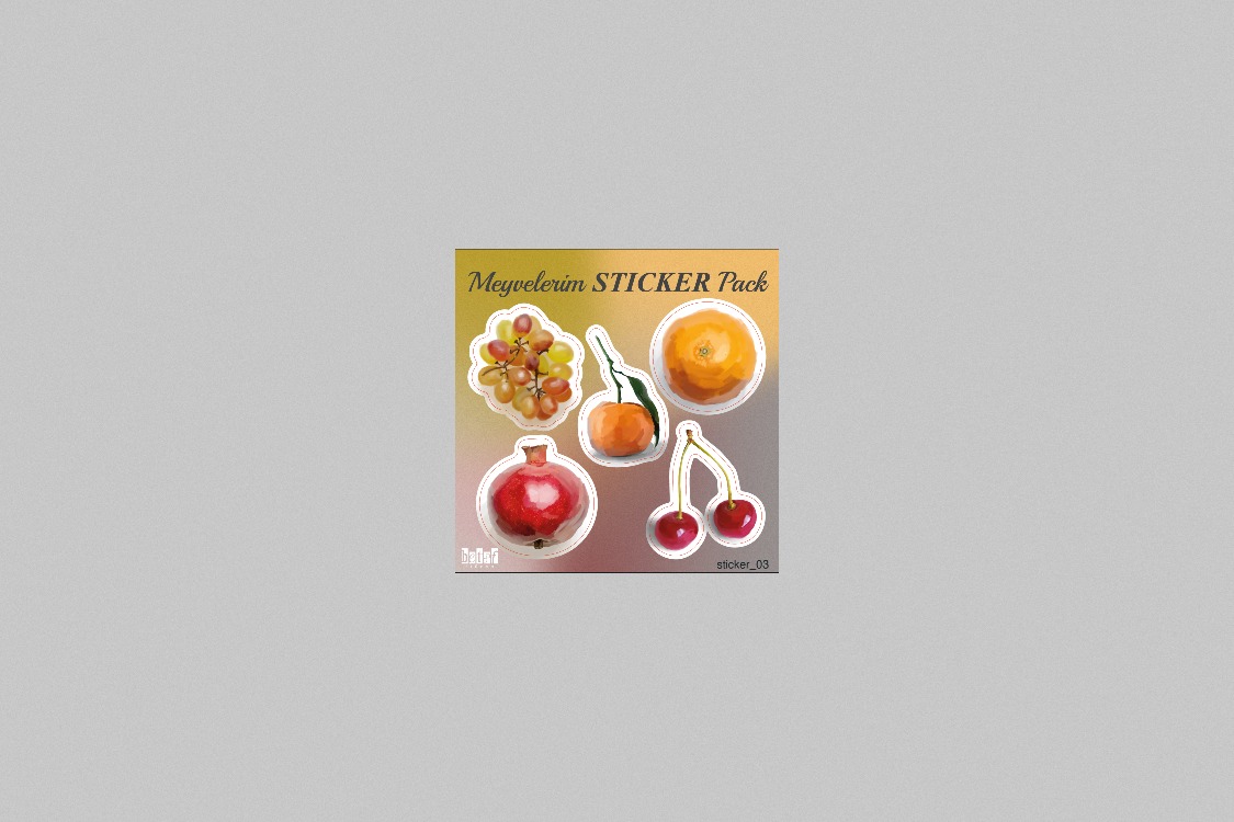 Meyveler Sticker Pack | Dekoratif Meyve Sticker Seti (10x10 cm)