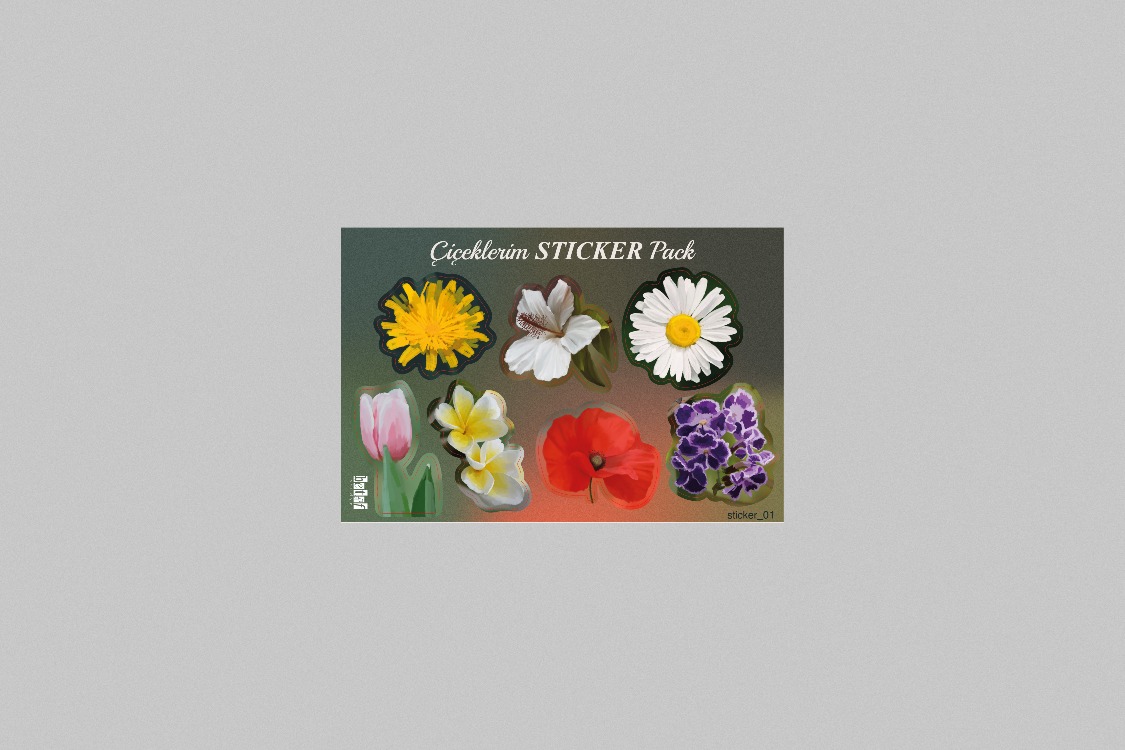 Çiçekler Sticker Pack | Dekoratif Çiçek Sticker Seti (15x10 cm)