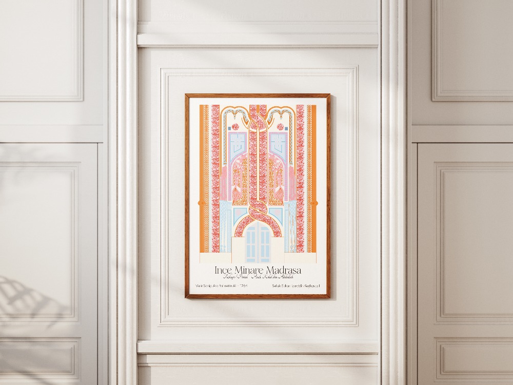 İnce Minare Medrese Taçkapı Poster -  "Motif" Serisi - Konya Temalı Mimari Poster