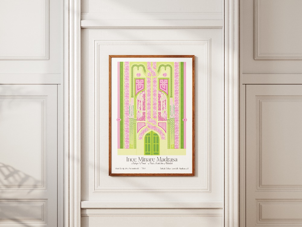 İnce Minare Medrese Taçkapı Poster -  "Motif" Serisi - Konya Temalı Mimari Poster
