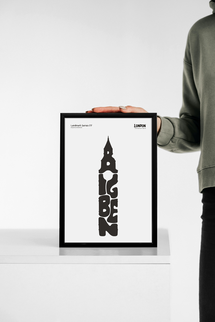 Big Ben Poster – Londra, İngiltere Duvar Dekoru, Mimari İllüstrasyon, Şehir Posteri