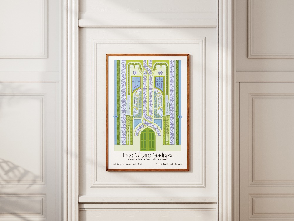 İnce Minare Medrese Taçkapı Poster -  "Motif" Serisi - Konya Temalı Mimari Poster