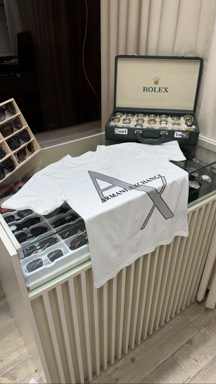 Armani Exchange Göğüs Baskılı Beyaz T-Shirt