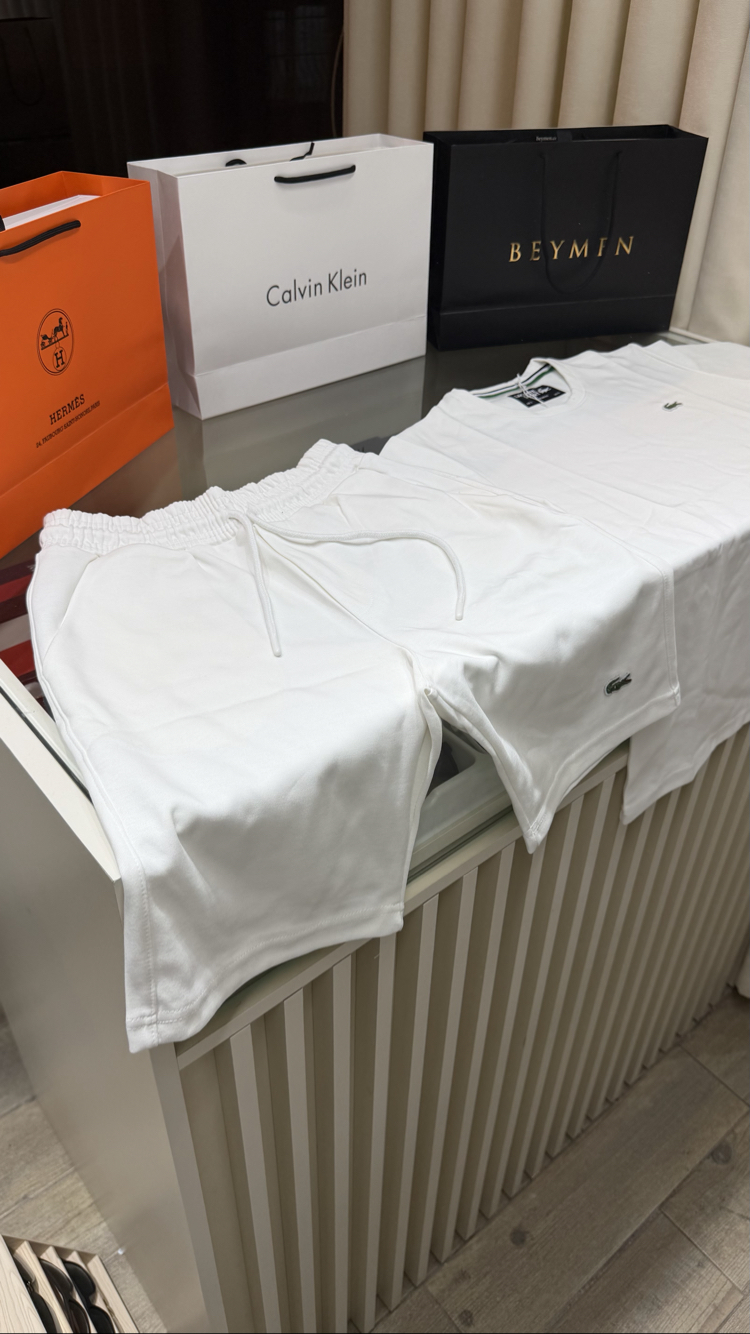 Lacoste Premium Beyaz Şort Takım