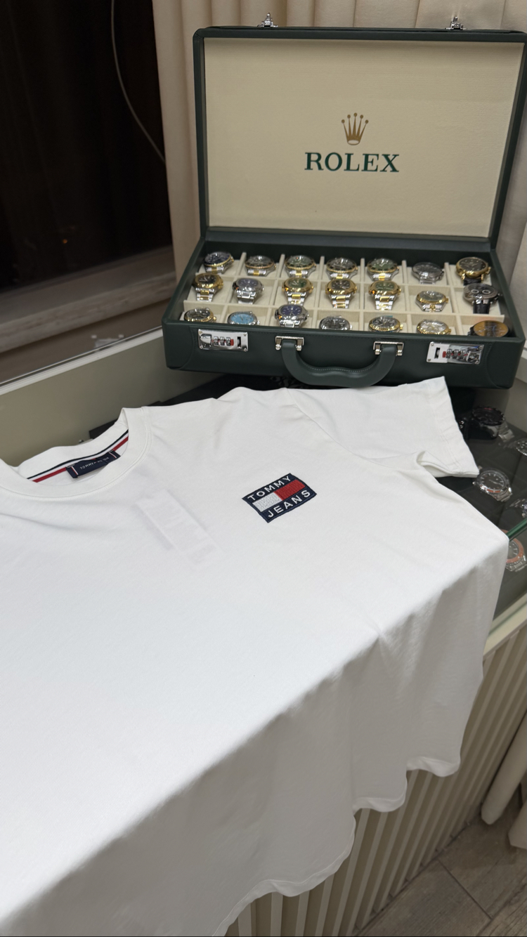 Tommy Hilfiger Nakış Logo Beyaz T-Shirt