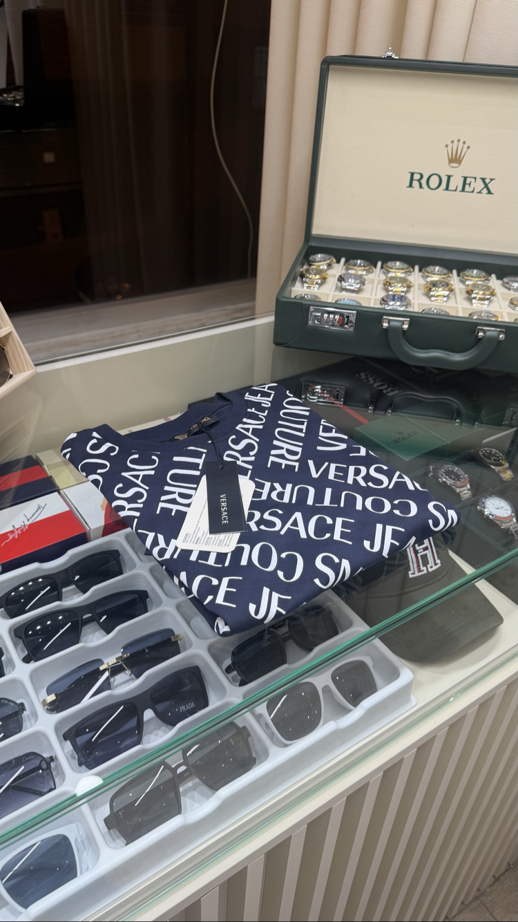 Versace Baskılı Lacivert T-Shirt