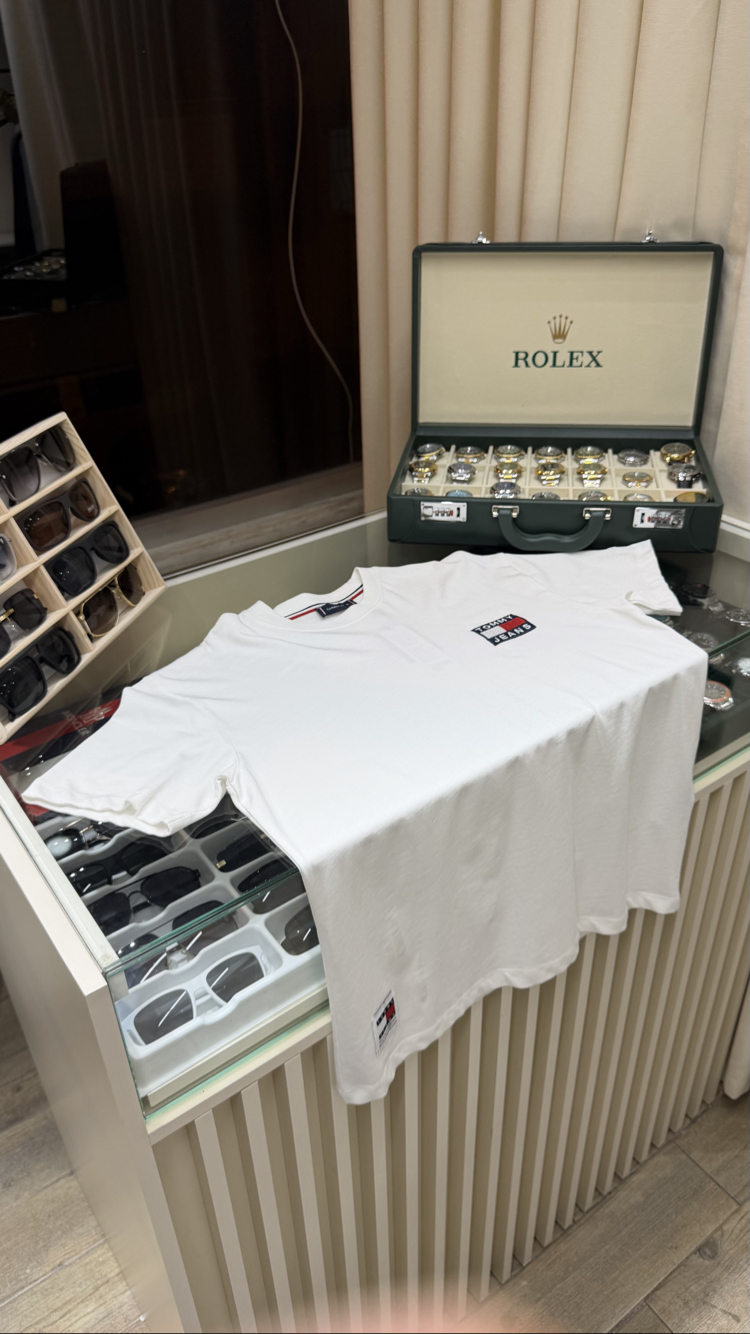 Tommy Hilfiger Nakış Logo Beyaz T-Shirt