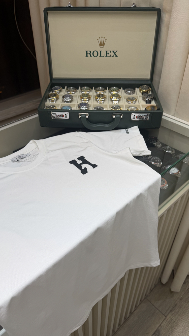 Hermes Orjinal Baskılı Beyaz T-Shirt