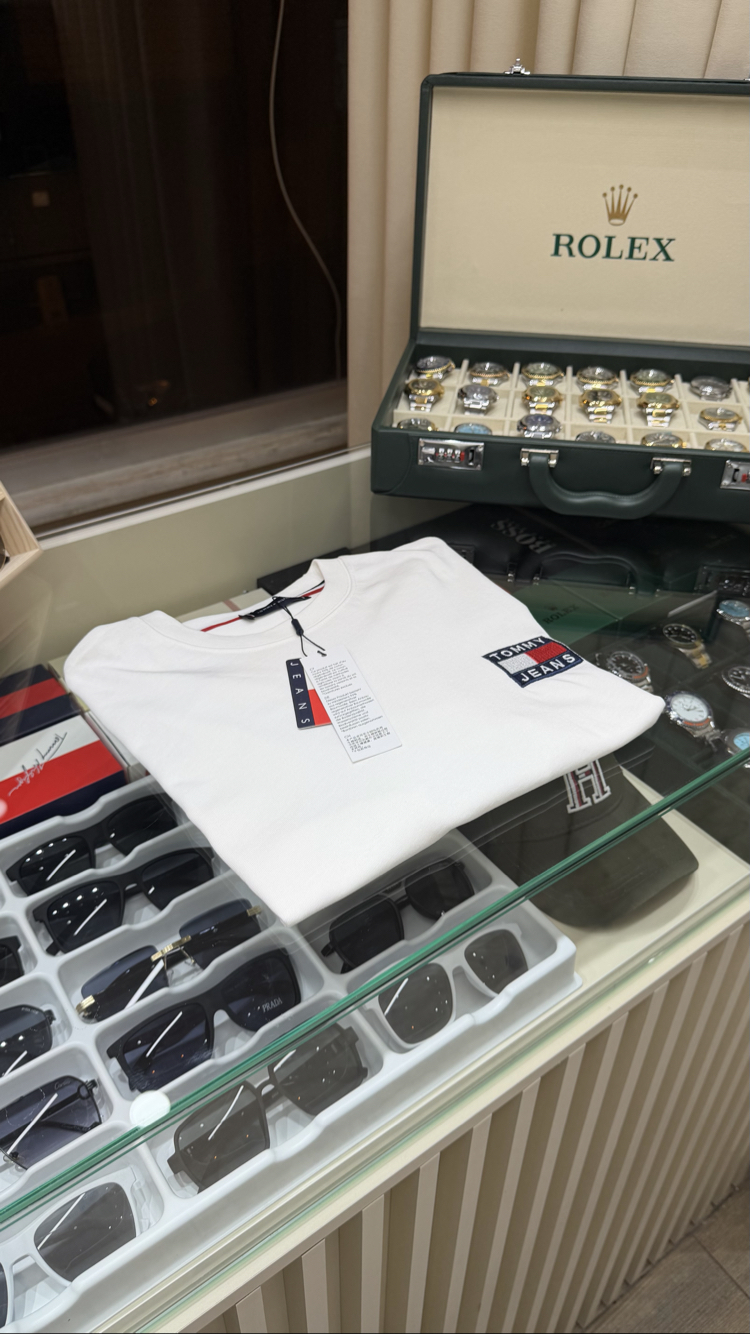 Tommy Hilfiger Nakış Logo Beyaz T-Shirt