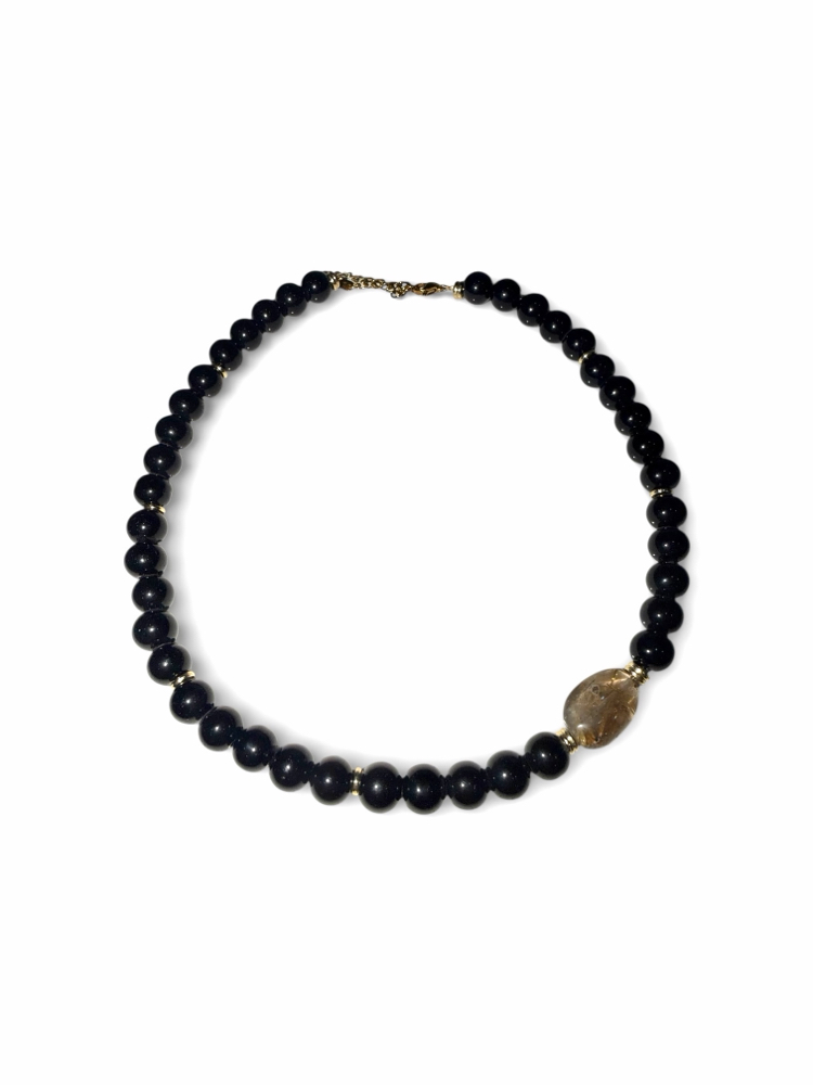 Onix & Golden Rutil Kuvars Kolye