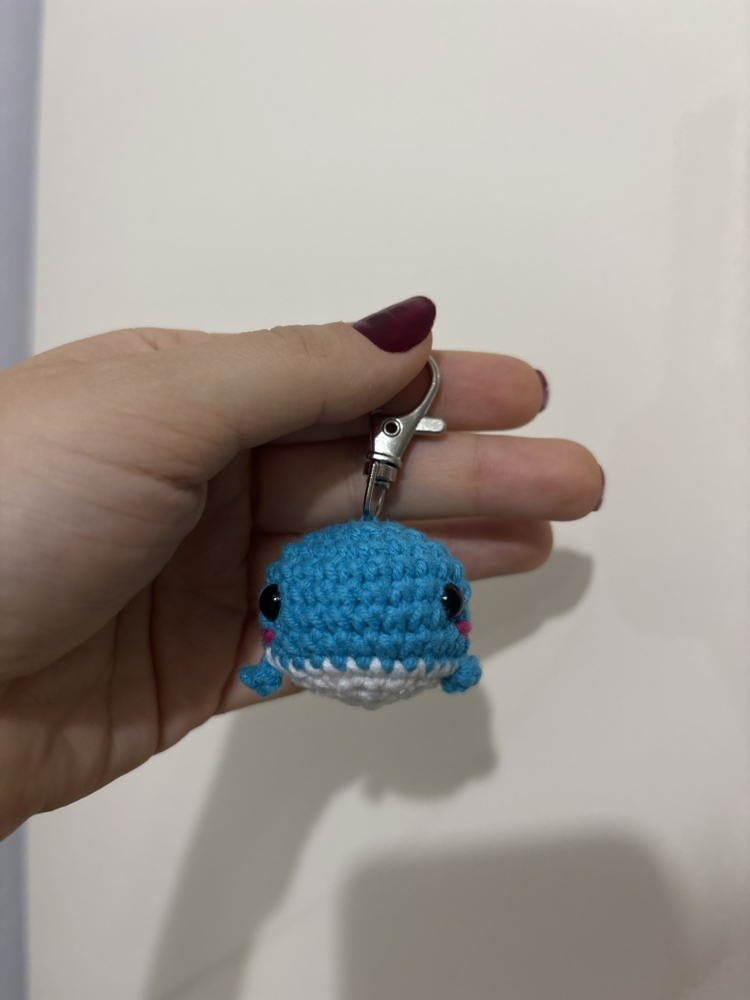 Açık Mavi Amigurumi Balık Çanta Charmı & Anahtarlık