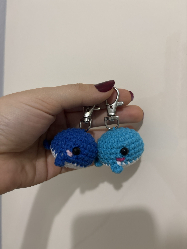 Açık Mavi Amigurumi Balık Çanta Charmı & Anahtarlık