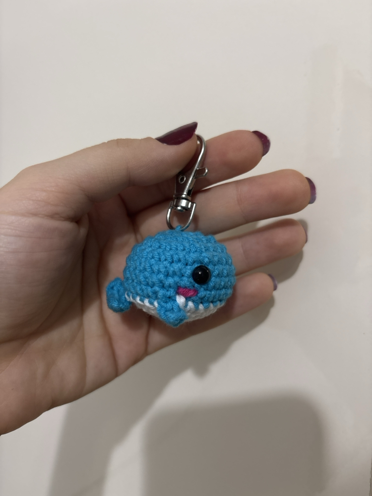 Açık Mavi Amigurumi Balık Çanta Charmı & Anahtarlık