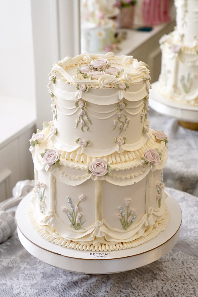 Soft Vintage Engagement Cake