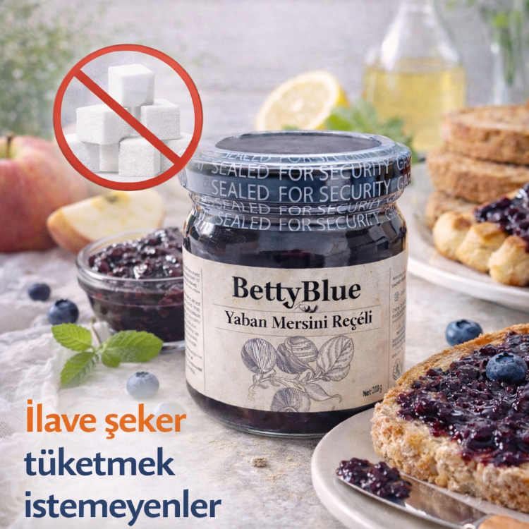 Hafif Yaban Mersini Reçeli (Şekersiz, Organik Elma Suyu Konsantresi ile) - 200 gr