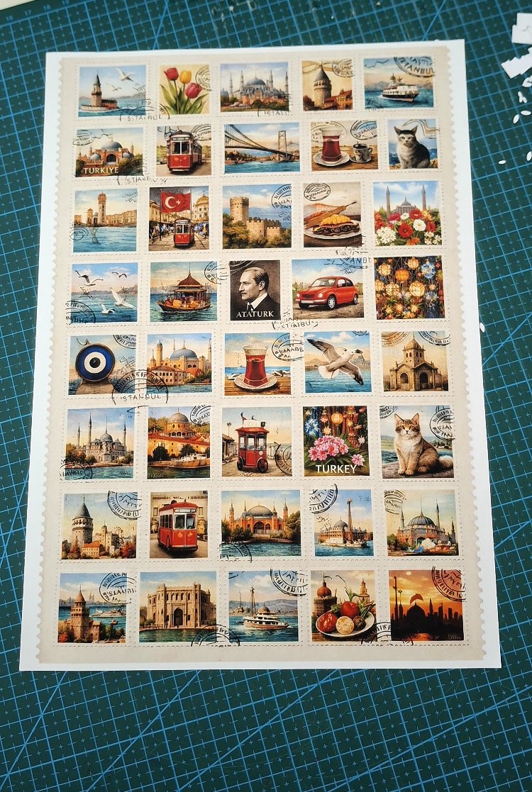40adet İstanbul temalı pullar (etiket)