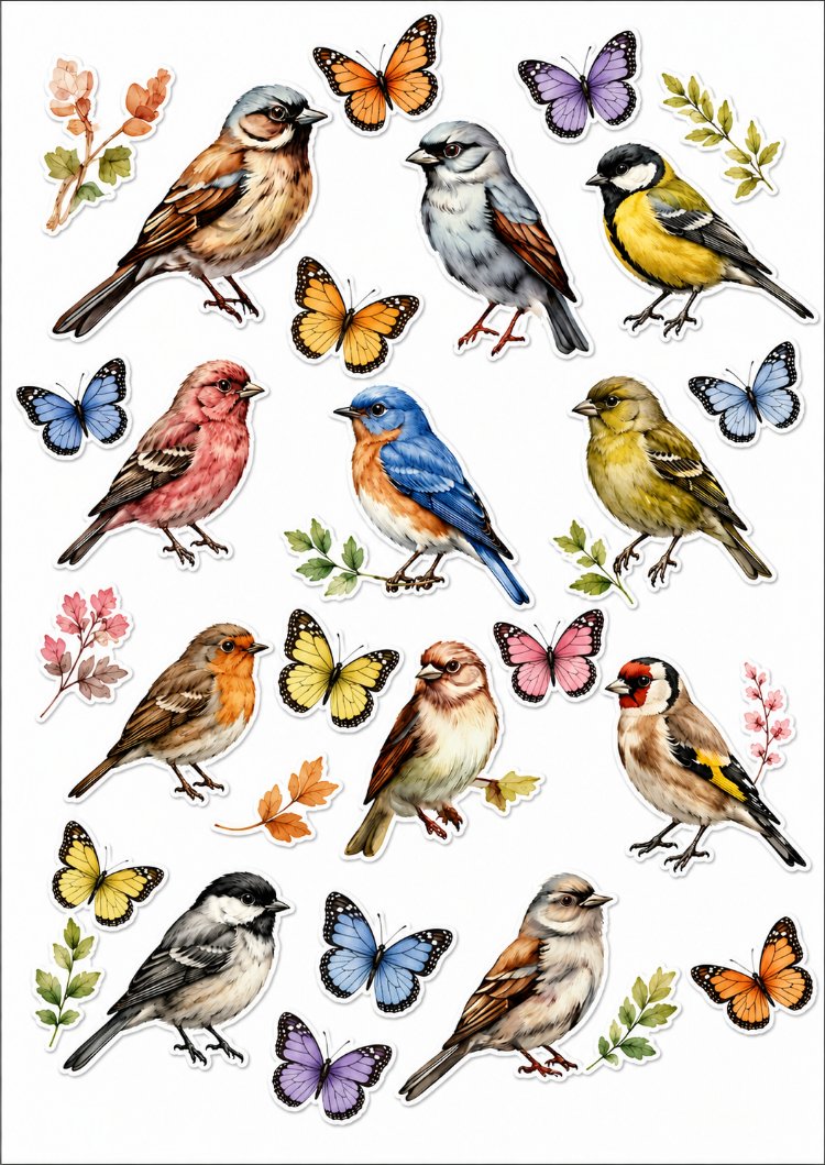 Kuş sticker a4