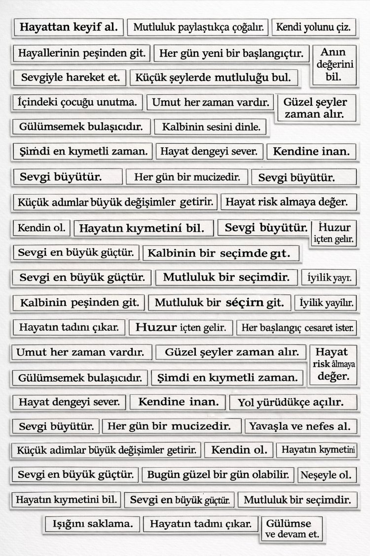 Türkçe anlamlı kelimeler a5 etiket