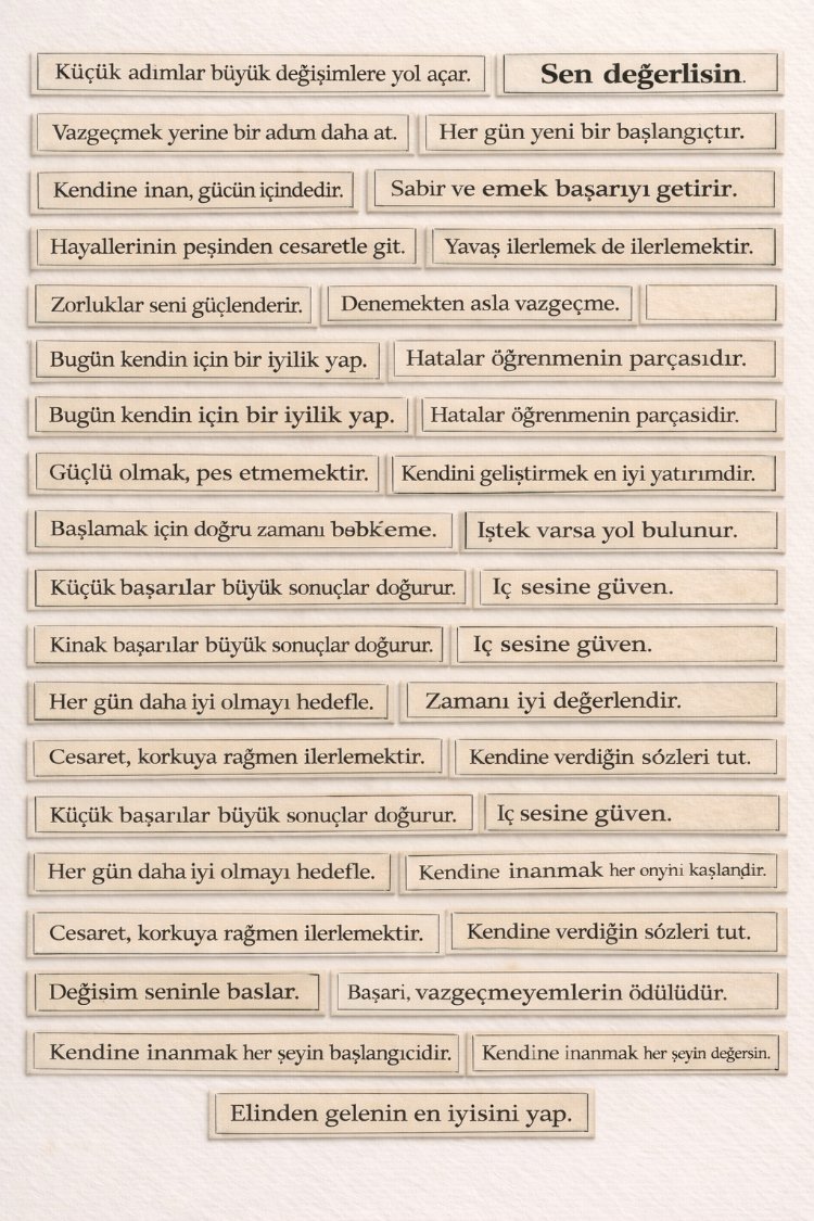 Türkçe anlamlı kelimeler a5 etiket