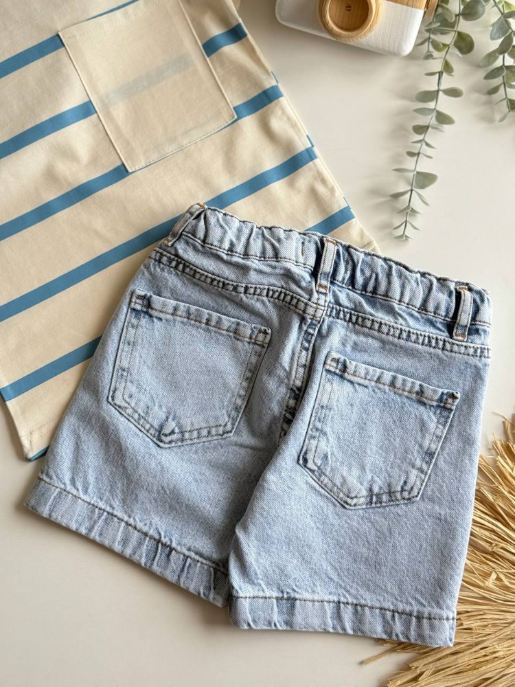 Denim şortlu takım