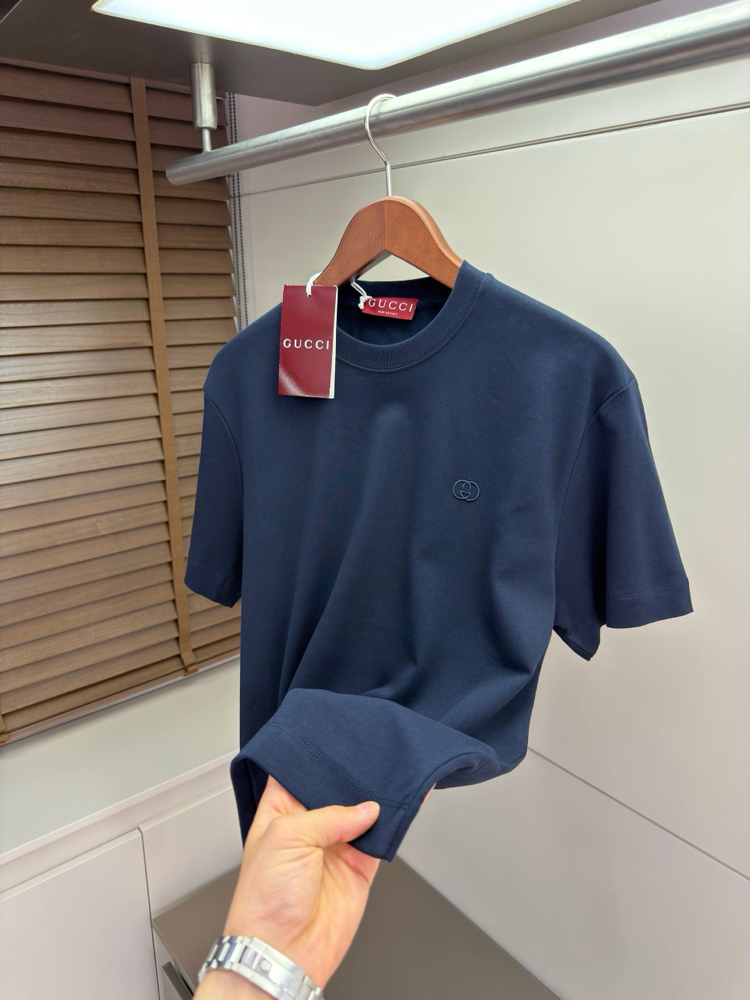 Gucci GG Logo Detail Cotton Tshirt ( Navy ) 