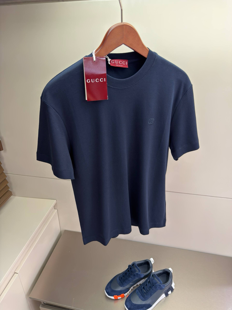Gucci GG Logo Detail Cotton Tshirt ( Navy ) 