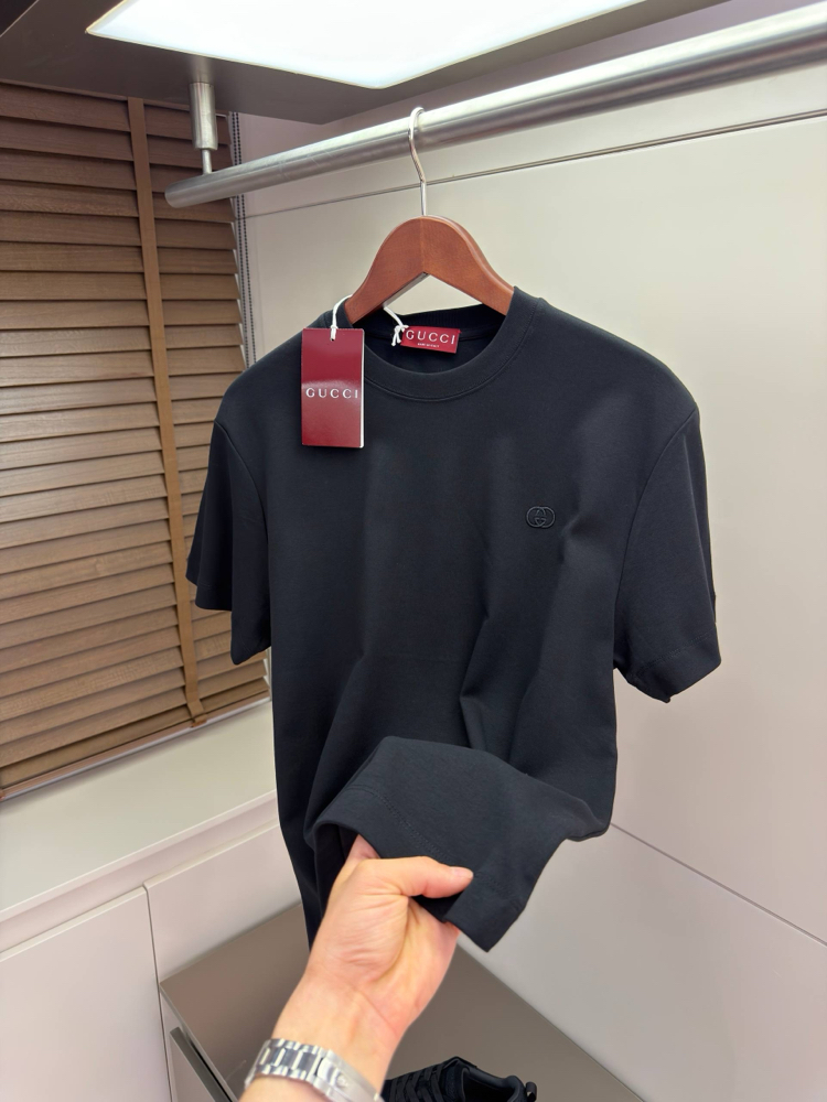 Gucci GG Logo Detail Cotton Tshirt ( Black )