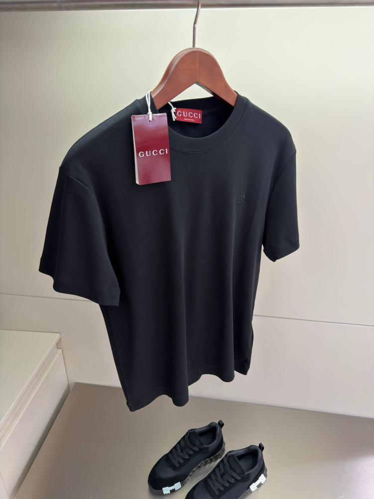 Gucci GG Logo Detail Cotton Tshirt ( Black )