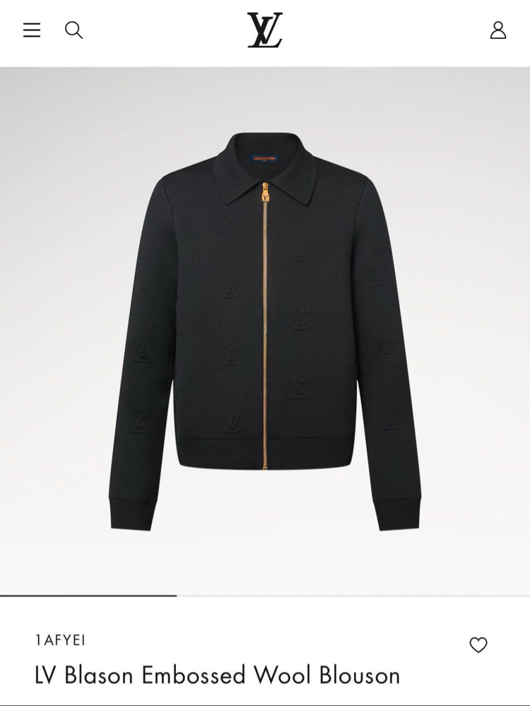 Louis Vuitton Blason Embossed Wool Zip ( Black ) 