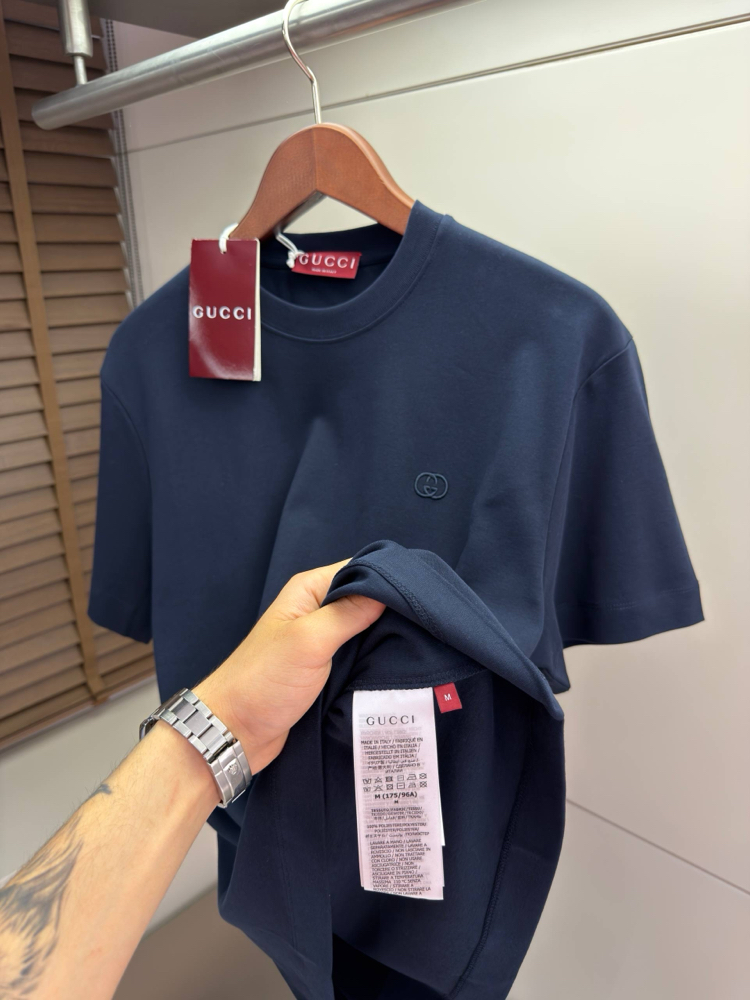 Gucci GG Logo Detail Cotton Tshirt ( Navy ) 