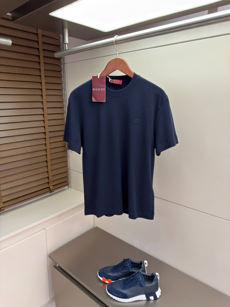 Gucci GG Logo Detail Cotton Tshirt ( Navy ) 