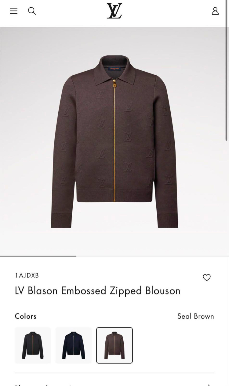 Louis Vuitton Blason Embossed Wool Zip 