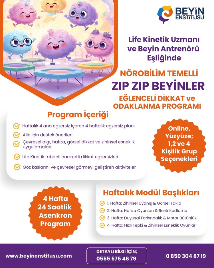 ZIP ZIP BEYİNLER (GRUP) - NÖROBİLİM TEMELLİ DİKKAT VE ODAK PROGRAMI
