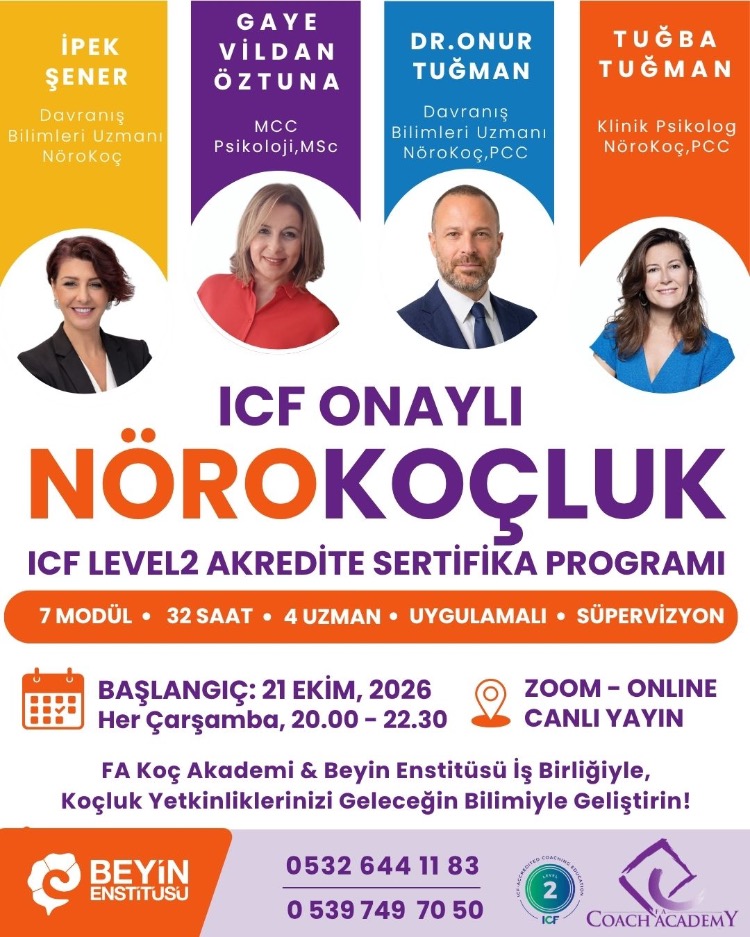 ICF Onaylı NÖROKOÇLUK: Nörobilim Temelli Koçluk Sanatı Eğitimi - EKİM 2026 DÖNEMİ