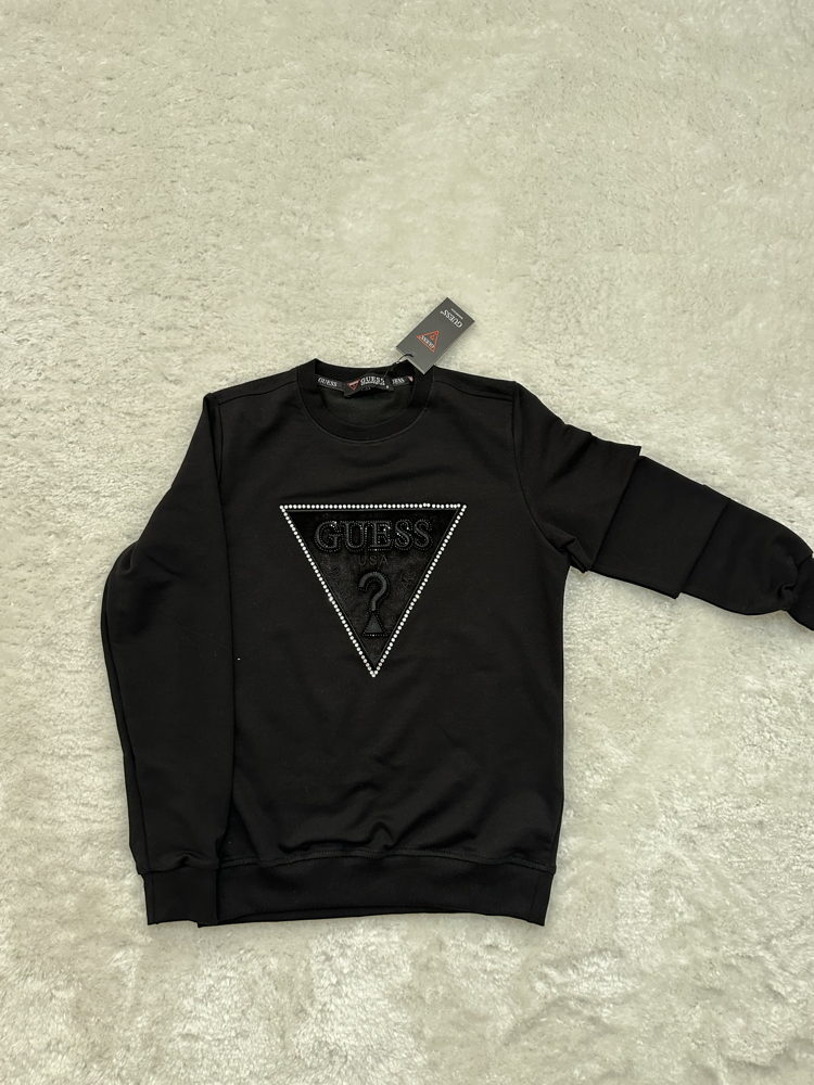 Guess Taşlı İçi Kadife Logo Sweatshirt