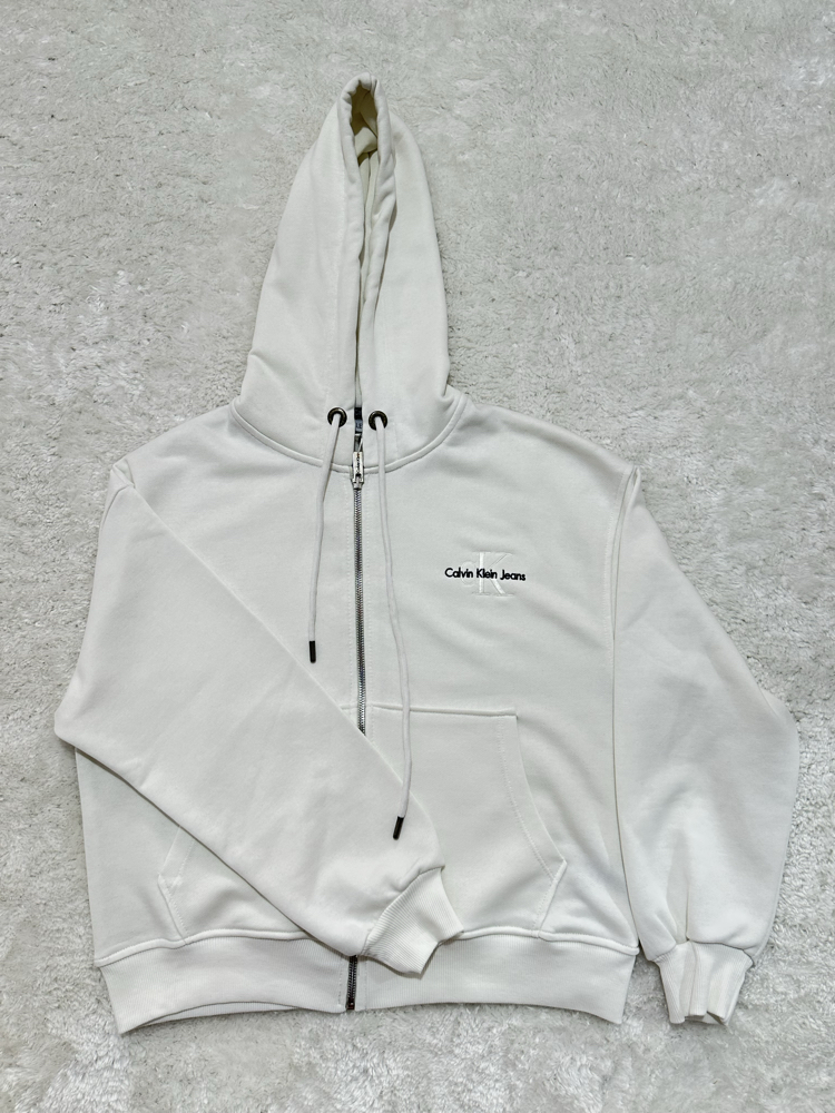 Calvin Klein Nakış Logo Fermuarlı Crop Hırka