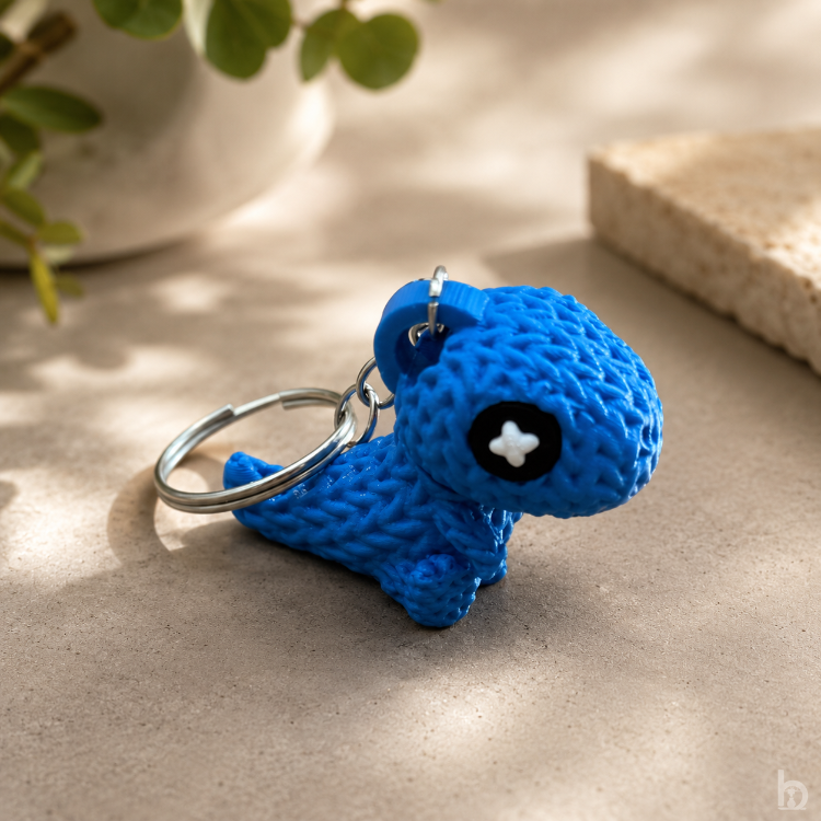     Mini Dinozor Anahtarlık, Örgü Dokulu Çanta Süsü ve Aksesuarı
