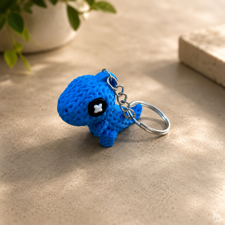     Mini Dinozor Anahtarlık, Örgü Dokulu Çanta Süsü ve Aksesuarı
