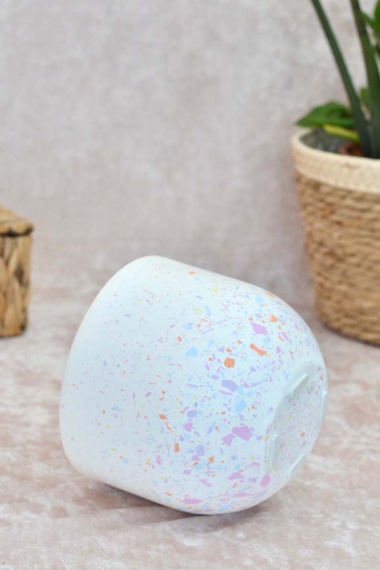 Renkli Terrazzo Oval Tabanlı Saksı