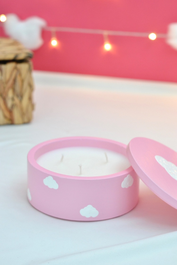Bulutlu Büyük Kutuda Mum - Pembe