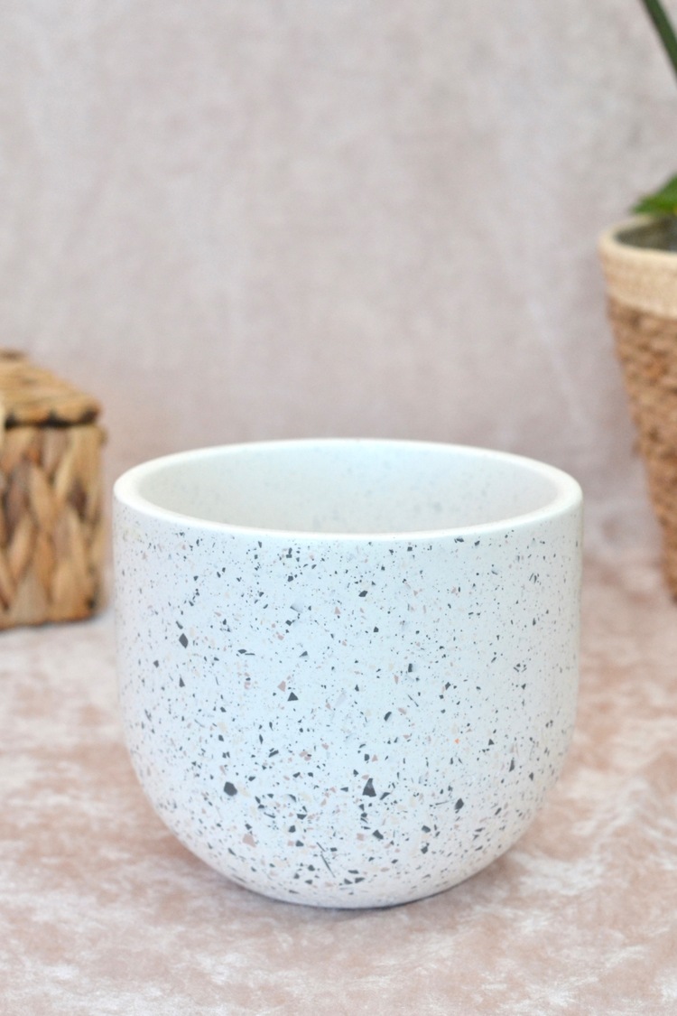 Kahverengi Terrazzo Oval Tabanlı Saksı
