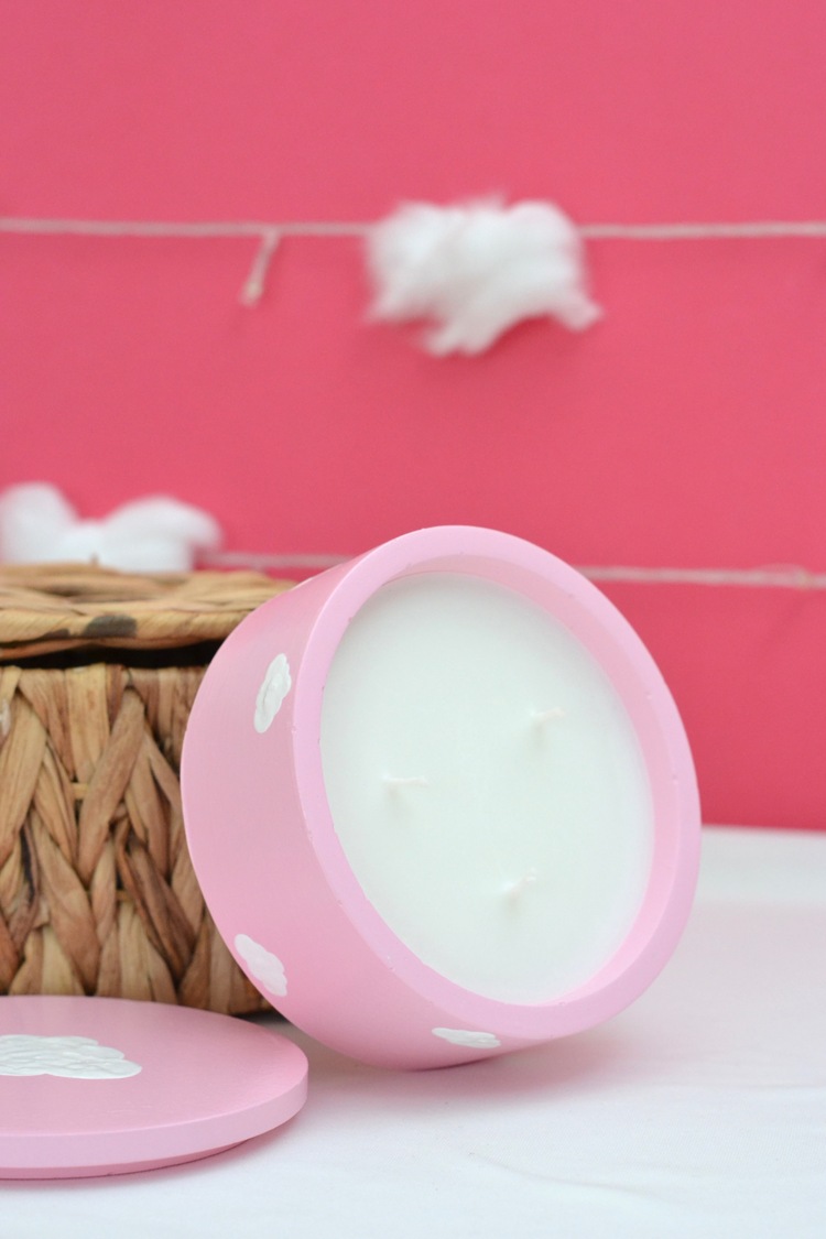 Bulutlu Büyük Kutuda Mum - Pembe