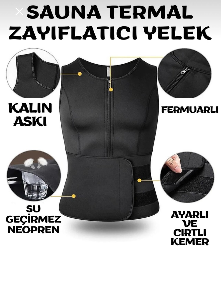 Markaflex Termoform Sauna Korse Vücut Şekillendirici Bel İnceltici Spor Yeleği Terleme
