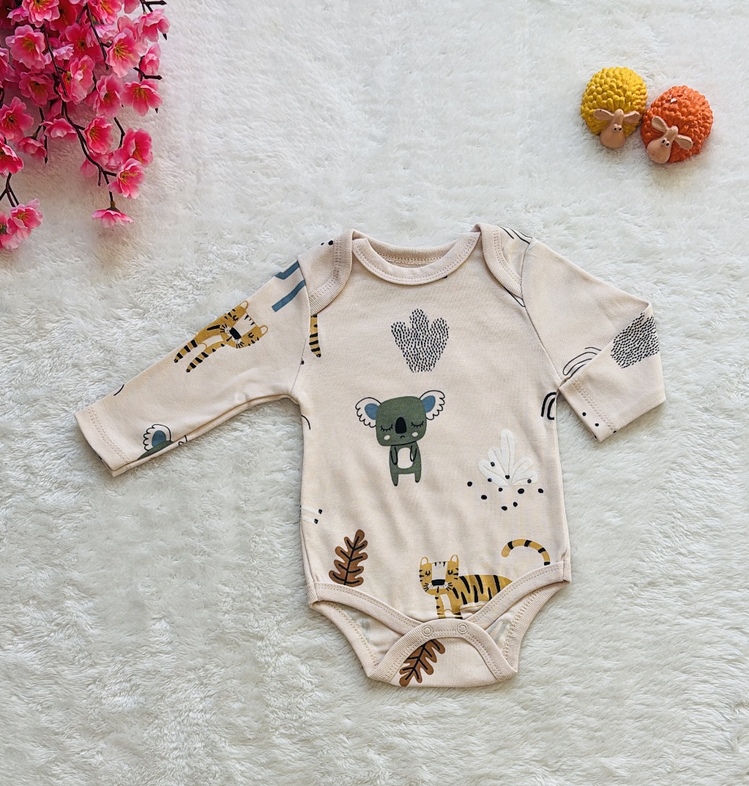 3lü Safari desenli bebek body zıbın