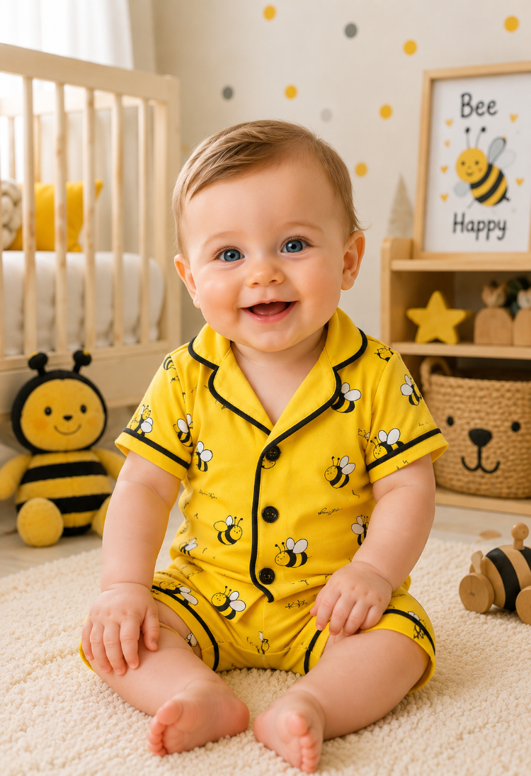 Arılı Şortlu alt üst bebek pijama takımı