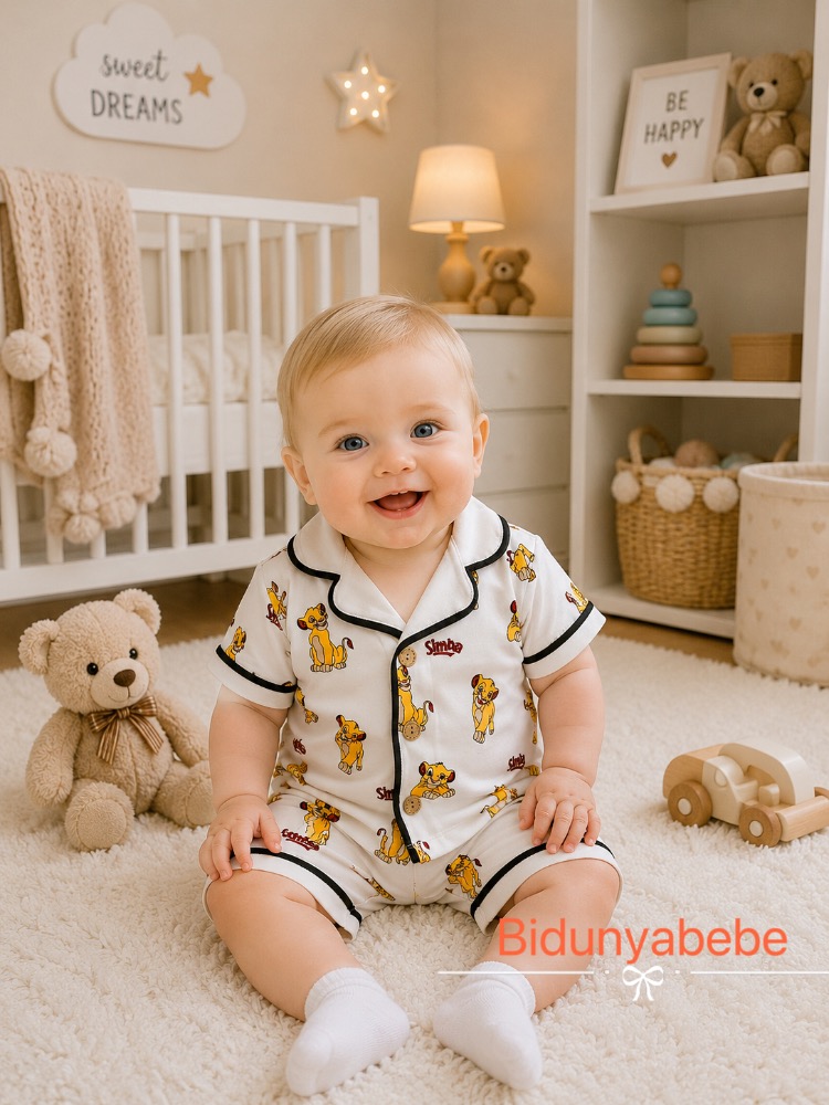 Kaplan baskılı alt üst bebek pijama takımı